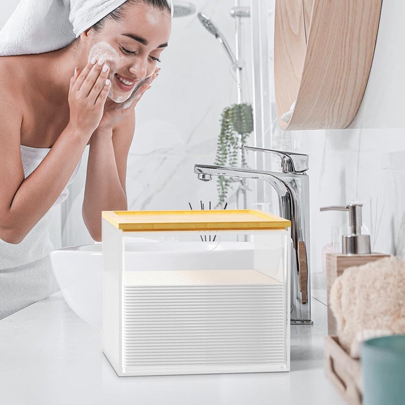 VITVITI Drawer Disposable Face Towel Holder Box, Acrylic Facial Towel Container for XL Clean Skin Club, Large Disposable Face Towels Storage with Bamboo Lid, for Bathroom, Vanity Makeup, Clear - Image 5